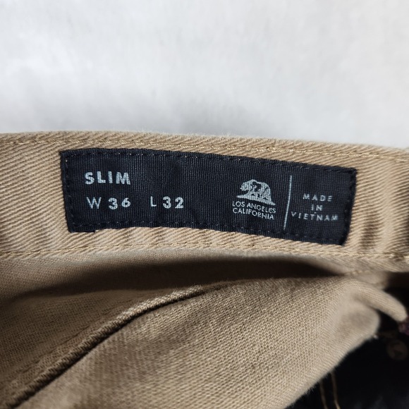 Bullhead Denim Co Slim‎ Jeans 36x32 Tan Stretch Twill Pants Made in Vietnam - Picture 9 of 9